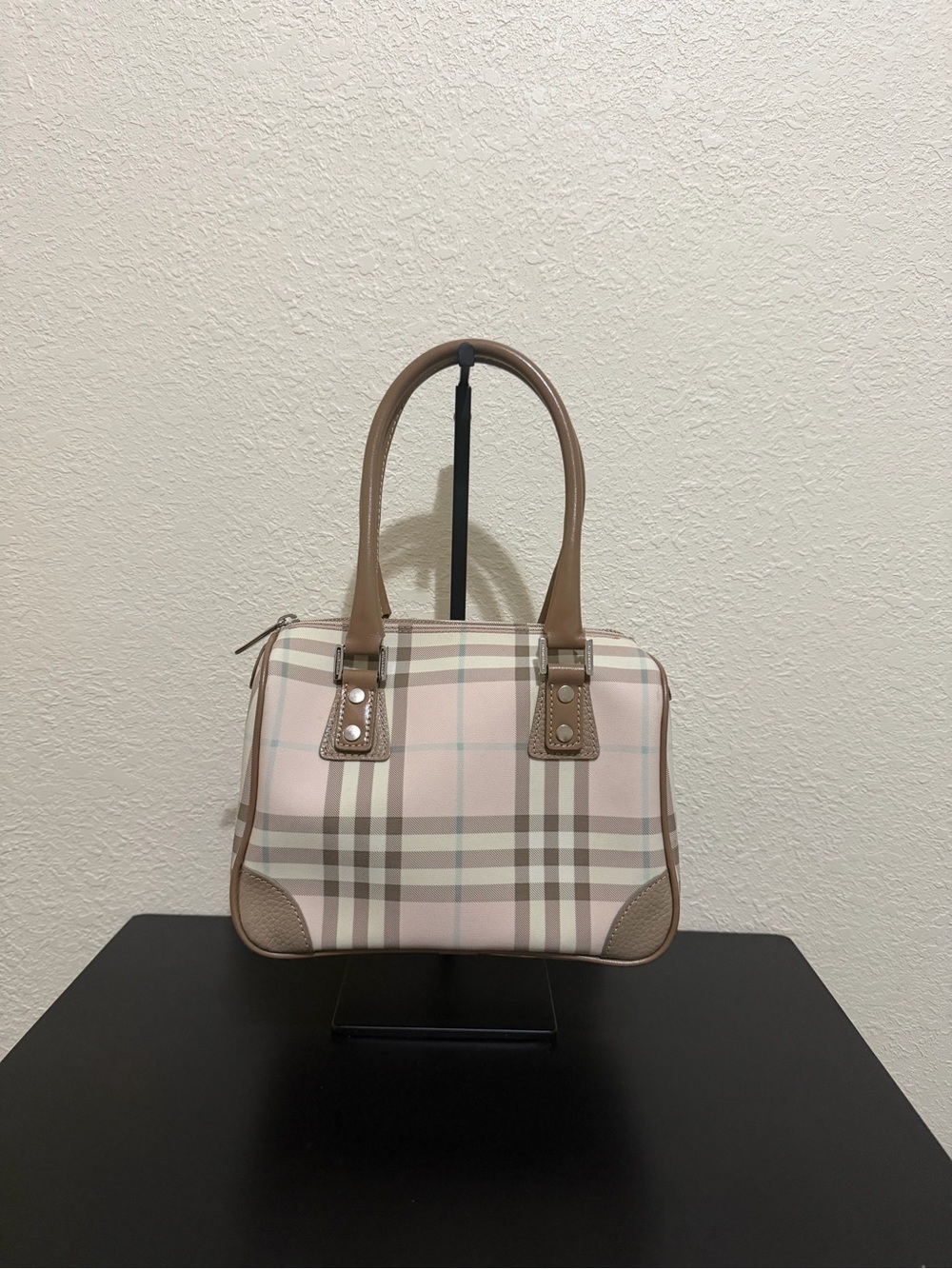 Burberry Light Pink and Tan Mini Top-Handle Bag - Picture 1 of 8